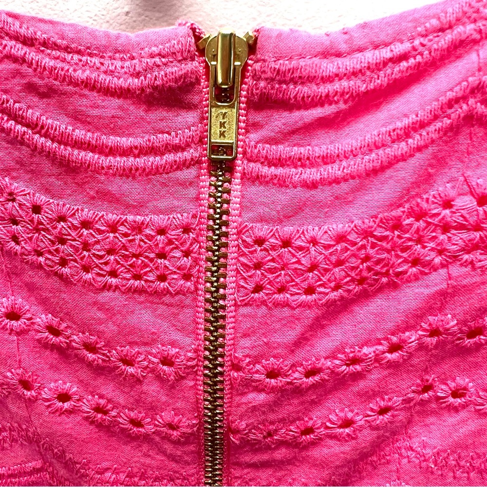 HALEY & THE HOUND Pink Eyelet Cap Sleeve Peplum Top Blouse Size XS - Picture 7 of 9